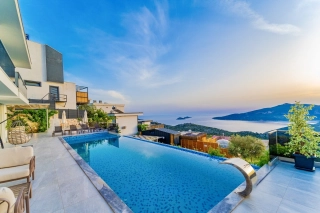 Villa July Kördere – Kalkan’da Panoramik Deniz Manzaralı, Jakuzili 